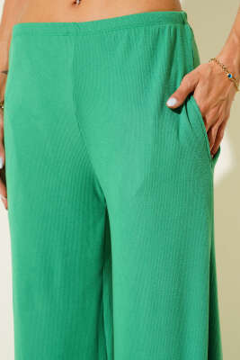 Bel Lastikli Fitilli Palazzo Pantolon Yeşil - Yılın Fırsatı