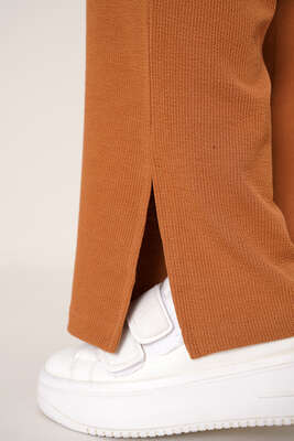 Bel Lastikli Fitilli Pantolon Latte - Pantolon