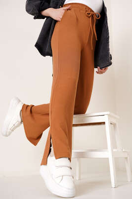 Bel Lastikli Fitilli Pantolon Latte 