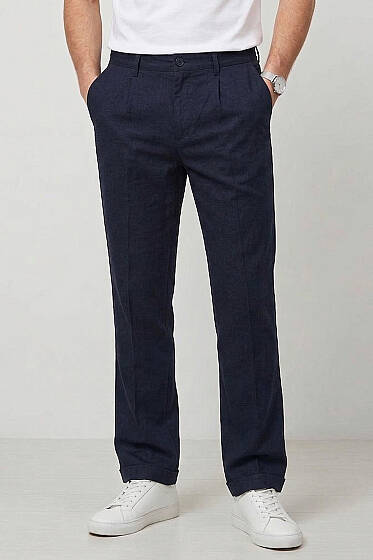 Bel Lastikli Gabardin Erkek Pantolon Lacivert - Erkek Pantolon