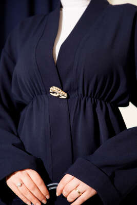 Bel Lastikli Gold Aksesuarlı İkili Takım Lacivert - İkili Takım