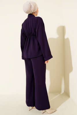 Bel Lastikli Gold Aksesuarlı İkili Takım Mor - İkili Takım