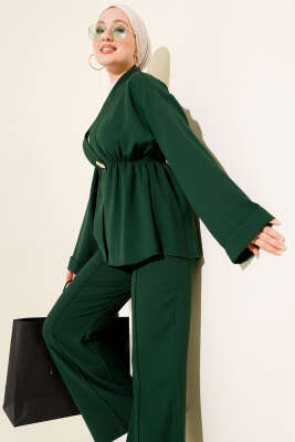 Bel Lastikli Gold Aksesuarlı İkili Takım Zümrüt - İkili Takım