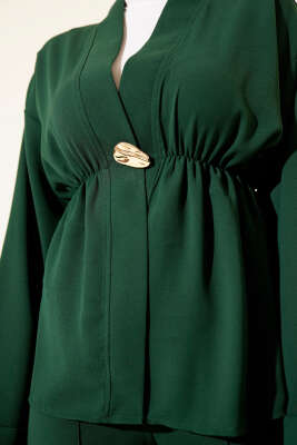 Bel Lastikli Gold Aksesuarlı İkili Takım Zümrüt - İkili Takım