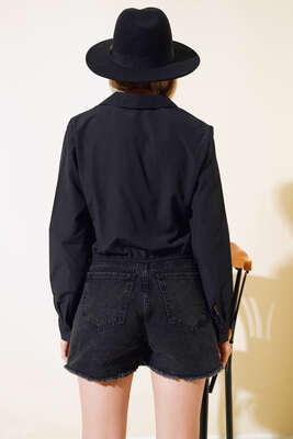 Bel Lastikli Gömlek Siyah - Kadın Giyim Modelleri