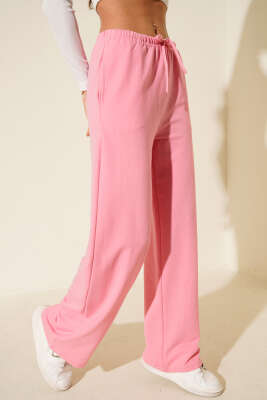 Bel Lastikli İki İplik Pantolon Pembe - ADYES