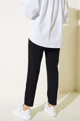 Bel Lastikli İpli Cepli Pantolon Siyah - Pantolon