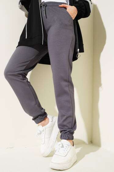 Bel Lastikli İpli Jogger Pantolon Füme - Pantolon