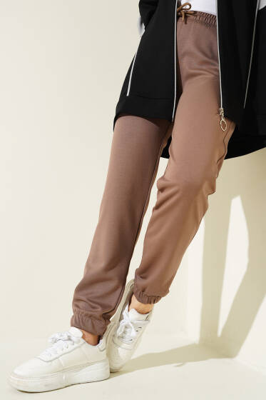 Bel Lastikli İpli Jogger Pantolon Kahve - Pantolon