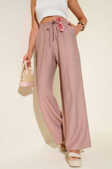 Bel Lastikli İpli PantolonGül Kurusu - Kadın Giyim Modelleri