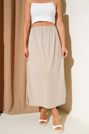 Bel Lastikli Jipon Bej - Jüpon