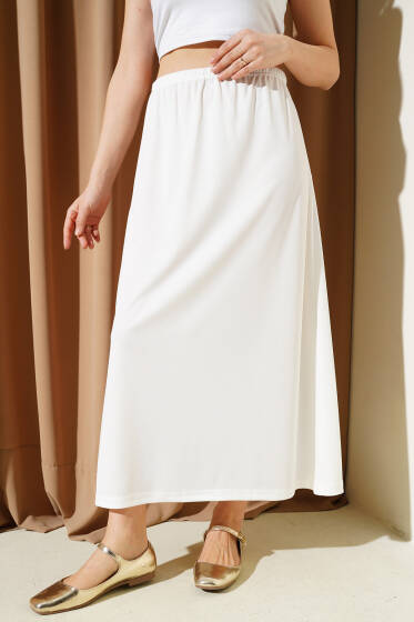 Bel Lastikli Jipon Beyaz - Jüpon