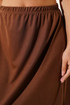 Bel Lastikli Jipon Kahve - Uzun Etek