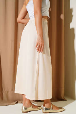 Bel Lastikli Jipon Pudra - Uzun Etek