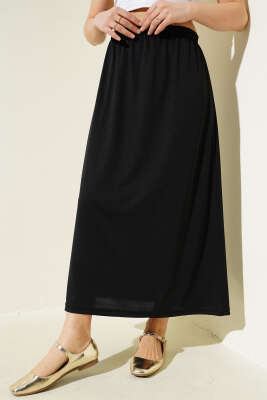 Bel Lastikli Jipon Siyah - Uzun Etek