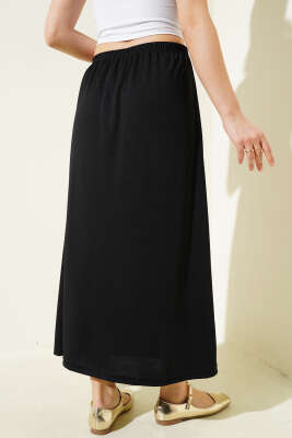 Bel Lastikli Jipon Siyah - Uzun Etek