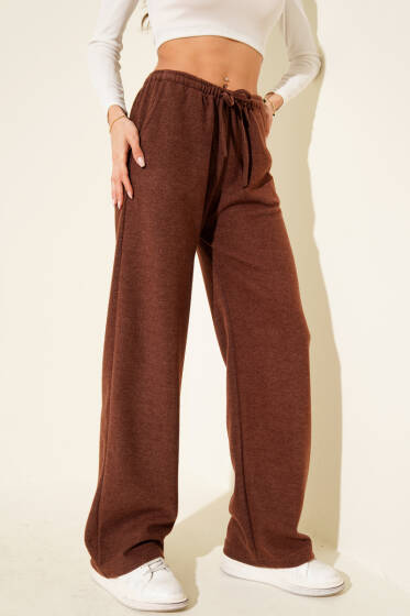 Bel Lastikli Kaşe Pantolon Kahve - Kadın Giyim Modelleri