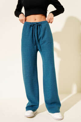 Bel Lastikli Kaşe Pantolon Petrol - Kadın Giyim Modelleri