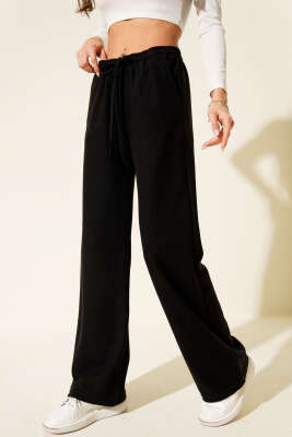 Bel Lastikli Kaşe Pantolon Siyah - CALİENTE