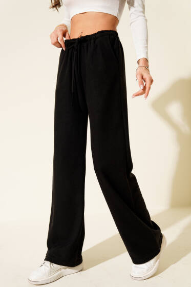 Bel Lastikli Kaşe Pantolon Siyah - Kadın Giyim Modelleri