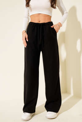 Bel Lastikli Kaşe Pantolon Siyah - Kadın Giyim Modelleri