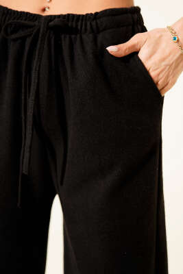 Bel Lastikli Kaşe Pantolon Siyah - Kadın Giyim Modelleri