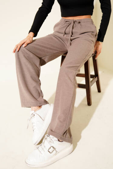 Bel Lastikli Kaşe Pantolon Vizon - Kadın Giyim Modelleri