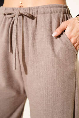 Bel Lastikli Kaşe Pantolon Vizon - Kadın Giyim Modelleri