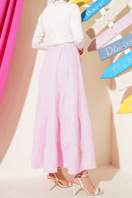 Bel Lastikli Kat Kloş Etek Pembe - 500-700 TL Ürünler