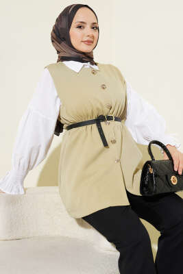 Bel Lastikli Kemerli Dabıl Yelek Nefti - DUFON