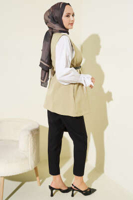 Bel Lastikli Kemerli Dabıl Yelek Nefti - Yelek