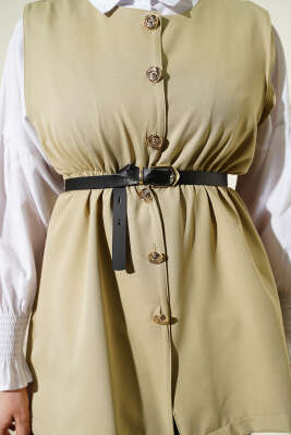 Bel Lastikli Kemerli Dabıl Yelek Nefti - Yelek