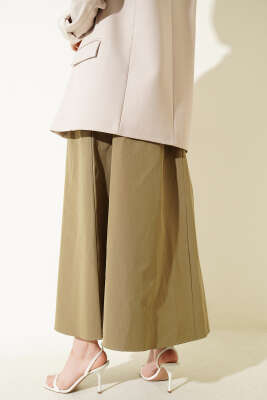 Bel Lastikli Kemerli Poplin Etek Çağla Yeşili - Etek