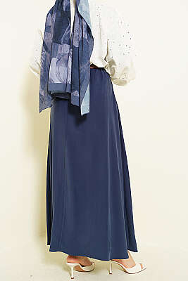 Bel Lastikli Kemerli Tensel Etek Lacivert - Etek