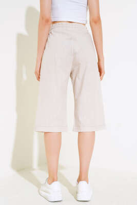 Bel Lastikli Keten Kapri Taş - Kadın Giyim Modelleri