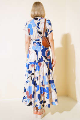 Bel Lastikli Kısa Kol Elbise Lacivert - Kadın Giyim Modelleri