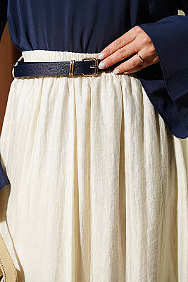 Bel Lastikli Kloş Etek Bej - Etek