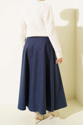 Bel Lastikli Kloş Kaşe Etek Lacivert - Günün Seçilenleri