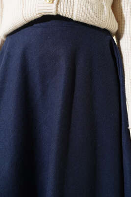 Bel Lastikli Kloş Kaşe Etek Lacivert - Günün Seçilenleri