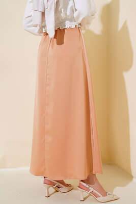 Bel Lastikli Kloş Saten Etek Latte - Yılın Fırsatı