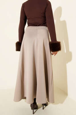 Bel Lastikli Kloş Scuba Etek Bej - Yılın Fırsatı