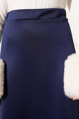 Bel Lastikli Kloş Scuba Etek Lacivert - Yılın Fırsatı