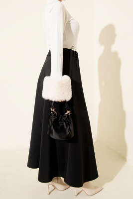 Bel Lastikli Kloş Scuba Etek Siyah - Yılın Fırsatı