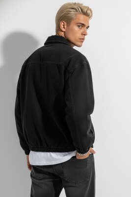 Bel Lastikli Kot Erkek Mont Siyah - Erkek Mont