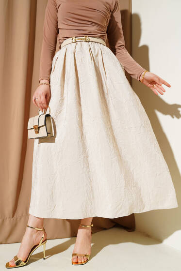 Bel Lastikli Kraş Cepli Etek Taş - Etek