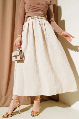 Bel Lastikli Kraş Cepli Etek Taş 