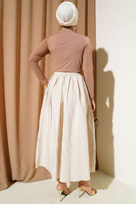 Bel Lastikli Kraş Cepli Etek Taş - Uzun Etek