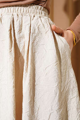 Bel Lastikli Kraş Cepli Etek Taş - Uzun Etek