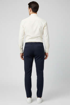 Bel Lastikli Likralı Erkek Pantolon Lacivert - Erkek Pantolon