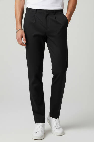 Bel Lastikli Likralı Erkek Pantolon Siyah - Erkek Pantolon